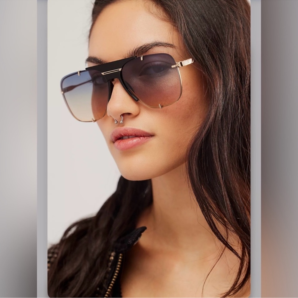 Free People Oversized Gradient Brown Aviator Sunglasses
